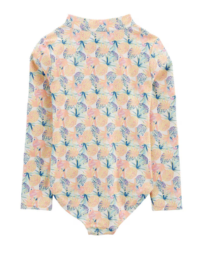 Maiô infantil manga longa abacaxi rosa | Carter's