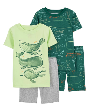 Pijama curto infantil 4 peças baleias multicor | Carter's