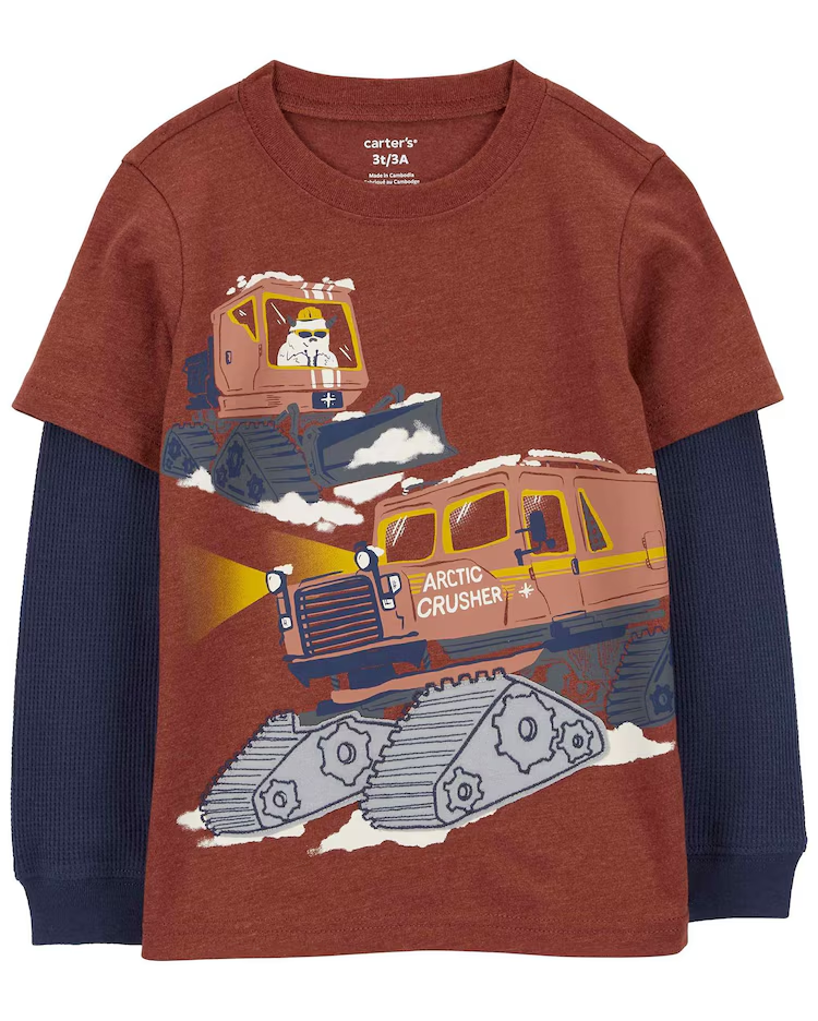 Camiseta infantil manga longa arctic crusher marrom | Carter's