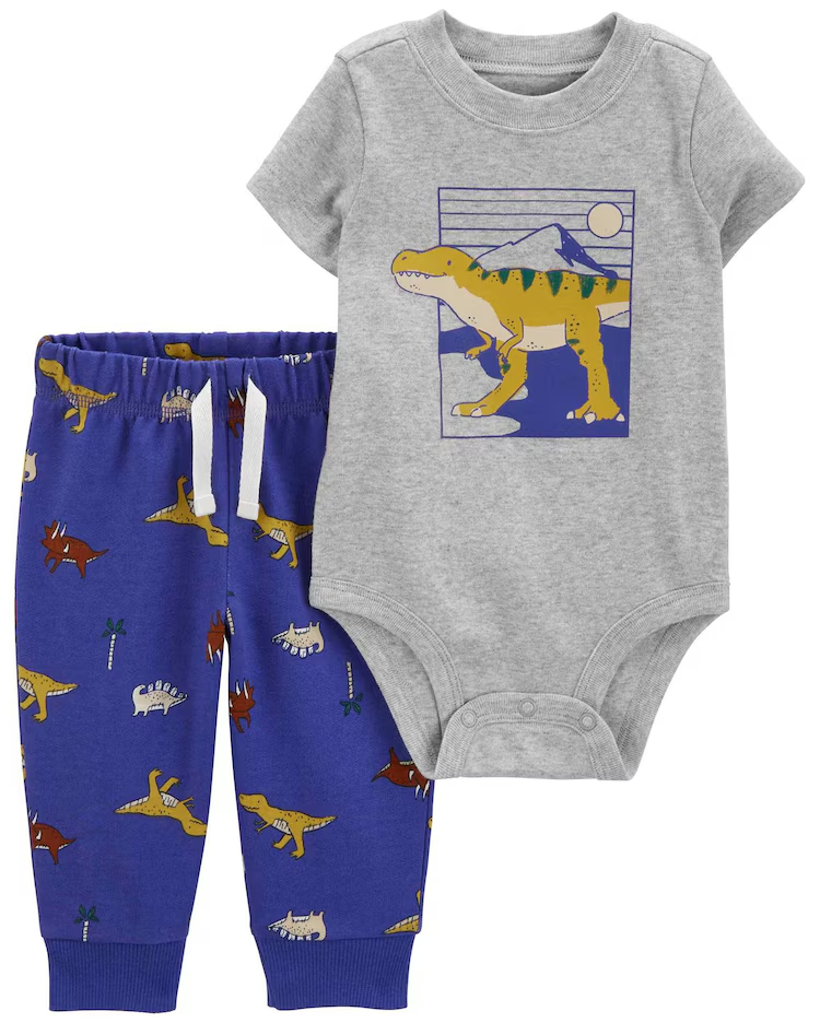 Conjunto longo bebê 2 peças mescla dino multicor | Carter's