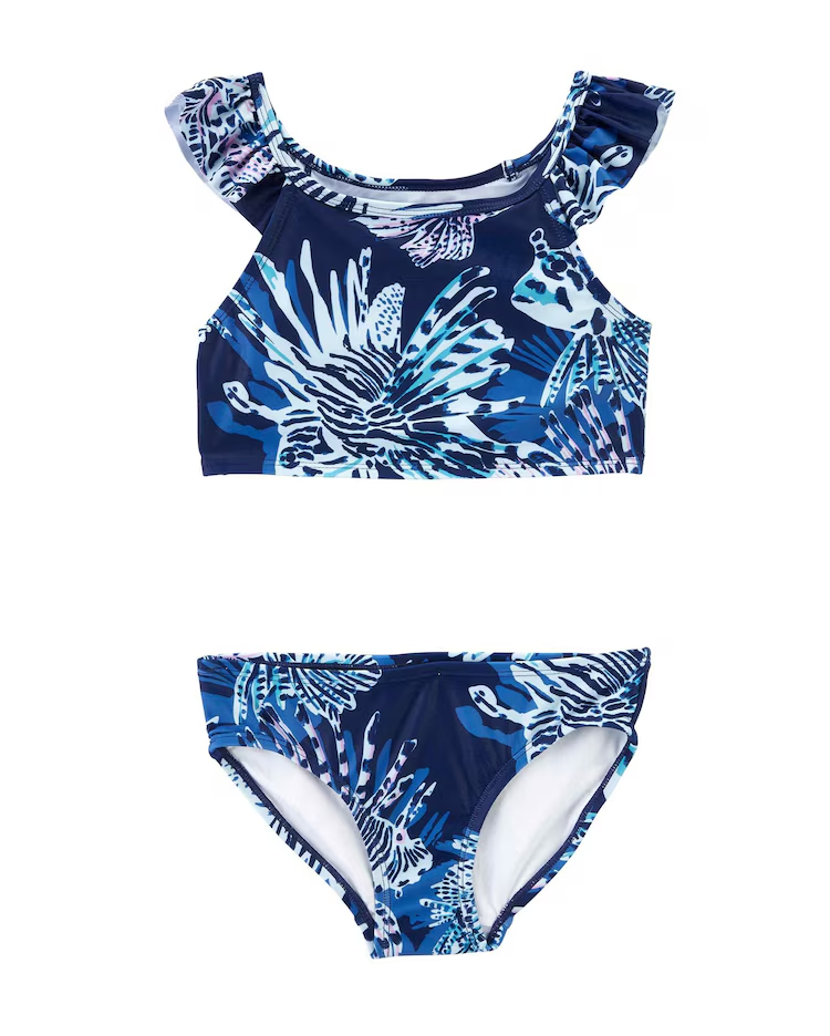 Biquíni infantil com babados mar azul | Carter's