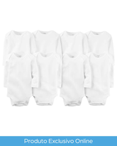 Kit body bebê 8 peças manga longa branco | Carter's
