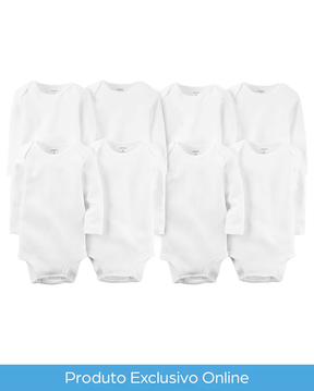 Kit body bebê 8 peças manga longa branco | Carter's