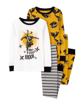 Pijama longo infantil 4 peças ninja com listras multicor | Carter's