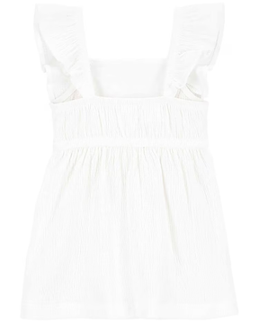 Vestido bebê com babados e laise branco | Carter's