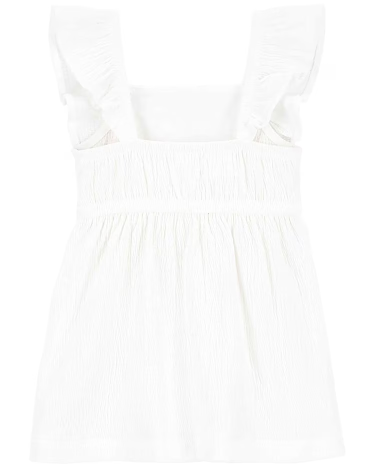 Vestido bebê com babados e laise branco | Carter's