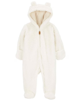 Macacão bebê em fleece com capuz branco | Carter's