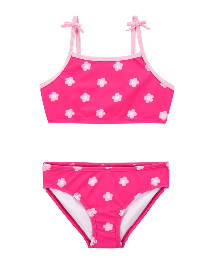 Biquíni infantil alças finas de floral rosa | Carter's