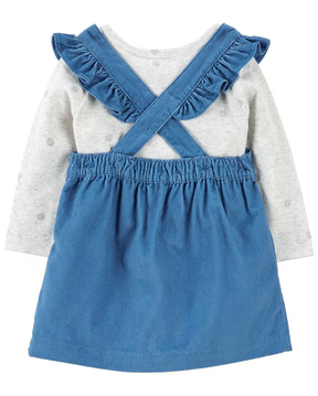 Salopete bebê 2 peças poá metalizado com meia-calça aveludada multicor | Carter's