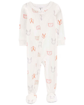 Macacão pijama bebê com pezinho raposinha off-white | Carter's