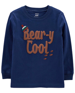 Camiseta infantil manga longa bear-y cool azul | Carter's