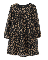 Vestido infantil evasê animal print com manga longa preto | Carter's