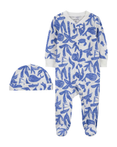 Macacão bebê folhagens com touca cinza | Carter's