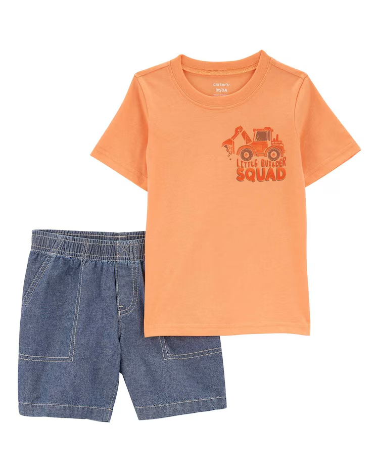 Conjunto curto infantil 2 peças little builder squad multicor | Carter's