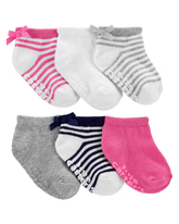 Kit meia infantil 6 pares lacinho rosa | Carter's