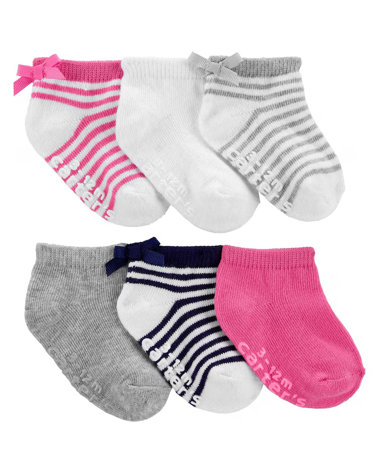 Kit meia infantil 6 pares lacinho rosa | Carter's