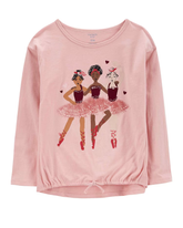 Camiseta infantil com elástico bailarinas rosa | Carter's