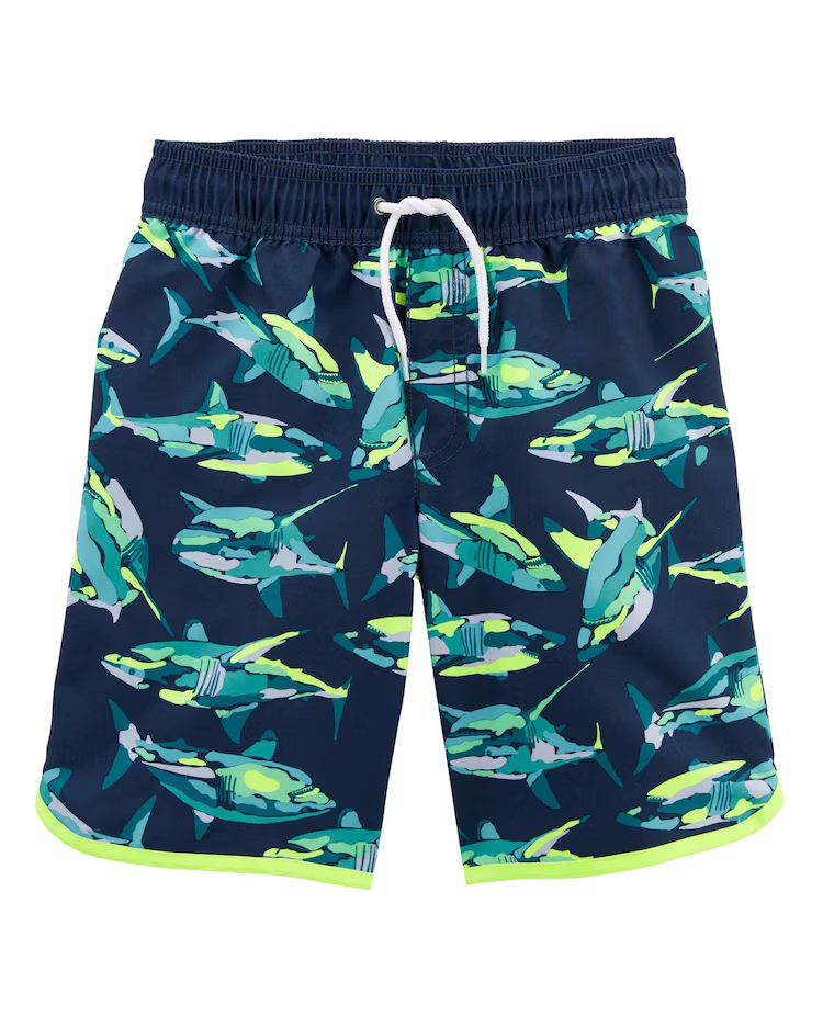 Bermuda água infantil com cordão tubarões azul | Carter's