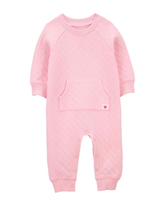 Macacão bebê texturizado com bolso canguru rosa | Carter's