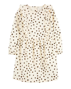 Vestido infantil oncinha manga longa bege | Carter's