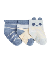 Kit meia bebê 3 pares listras panda multicor | Carter's
