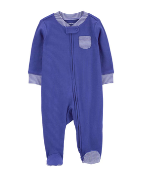 Macacão bebê canelado com bolso azul | Carter's