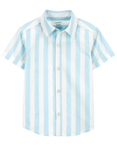 Camisa infantil com colarinho listrada azul | Carter's
