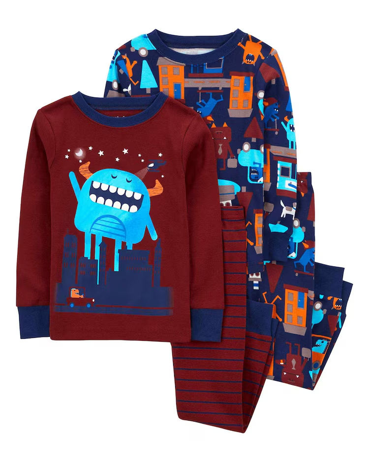 Pijama longo infantil 4 peças listrado monstrinho multicor | Carter's