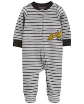 Macacão bebê trator e listras cinza | Carter's
