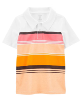 Camisa Polo Infantil Faixas Branca/laranja Carter's Tam 6 a 8