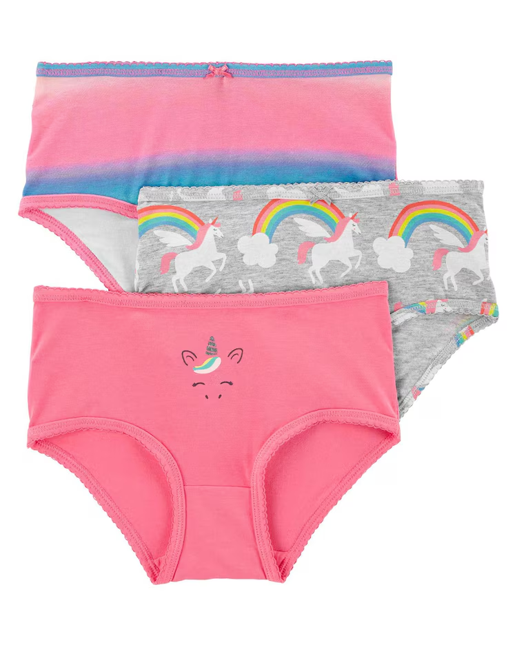 Kit calcinha infantil 3 peças happy unicorn rosa | Carter's