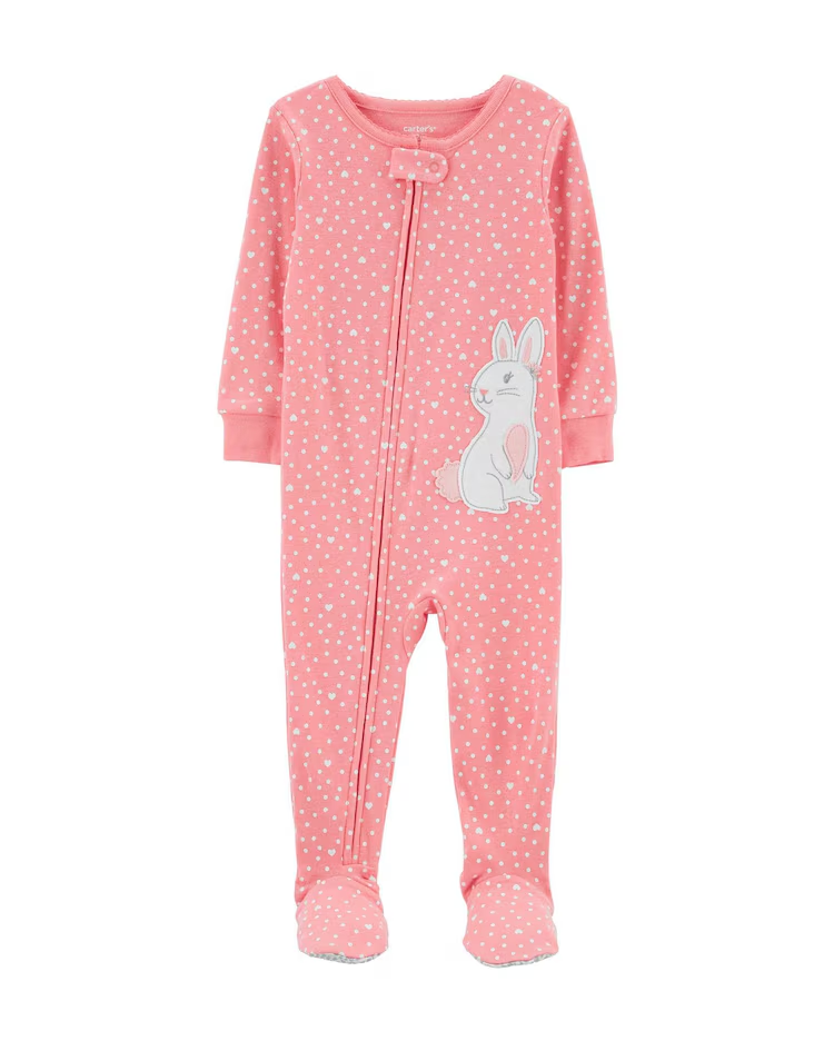 Macacão pijama infantil de poás coelho rosa | Carter's