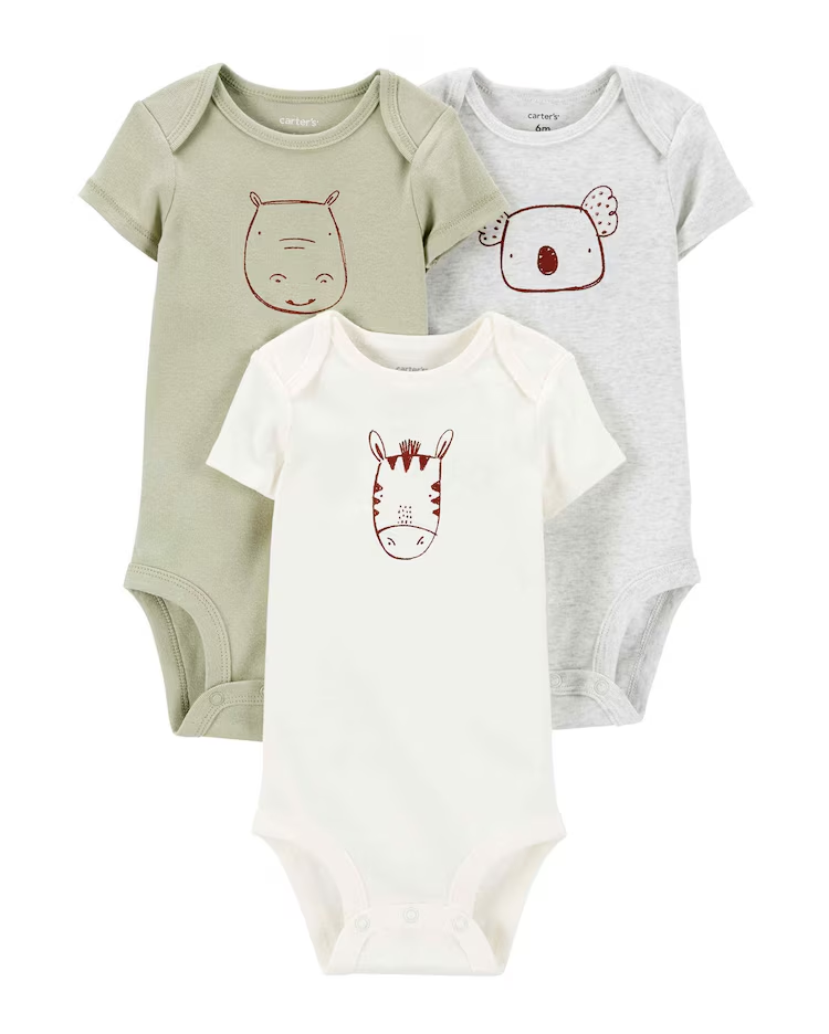 Kit body bebê 3 peças hipopótamo coala zebra multicor | Carter's