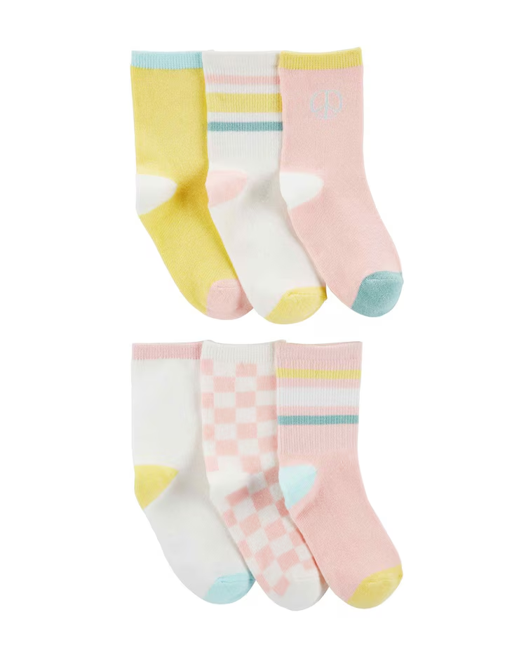 Kit meia infantil 6 pares listrinhas e xadrez multicor | Carter's