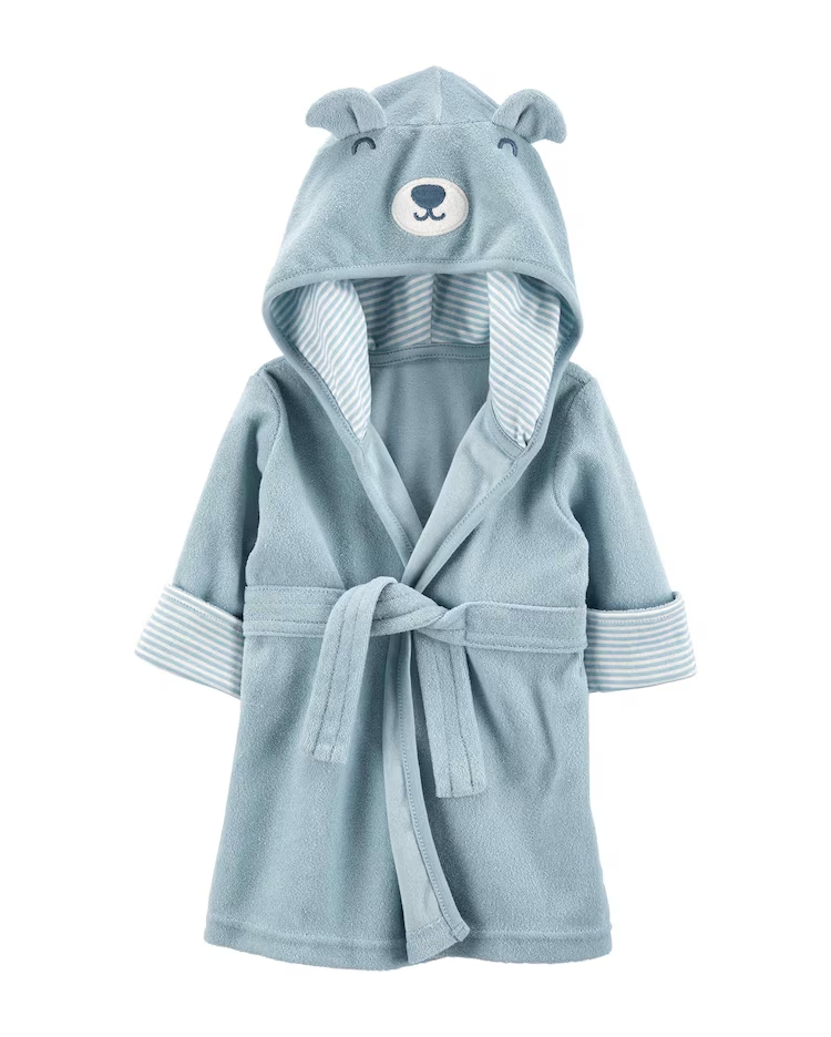 Roupão de banho bebê ursinho com capuz peluciado azul | Carter's