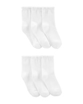 Kit meia infantil 6 pares lisas branco | Carter's