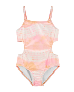 Maiô infantil recorte nas laterais tie dye rosa | Carter's
