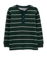 Camiseta infantil listrada manga longa verde | Carter's