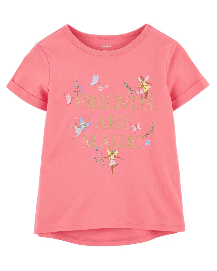 Camiseta Infantil Manga Curta Lettering Rosa Carter's Tam 2 a 5