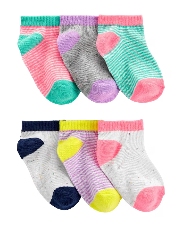 Kit Meia Cano Curto Infantil Carter's 6 Pares Multicor Tam 2 a 4