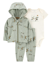 Conjunto longo de moletom bebê 3 peças avisão com zíper multicor | Carter's